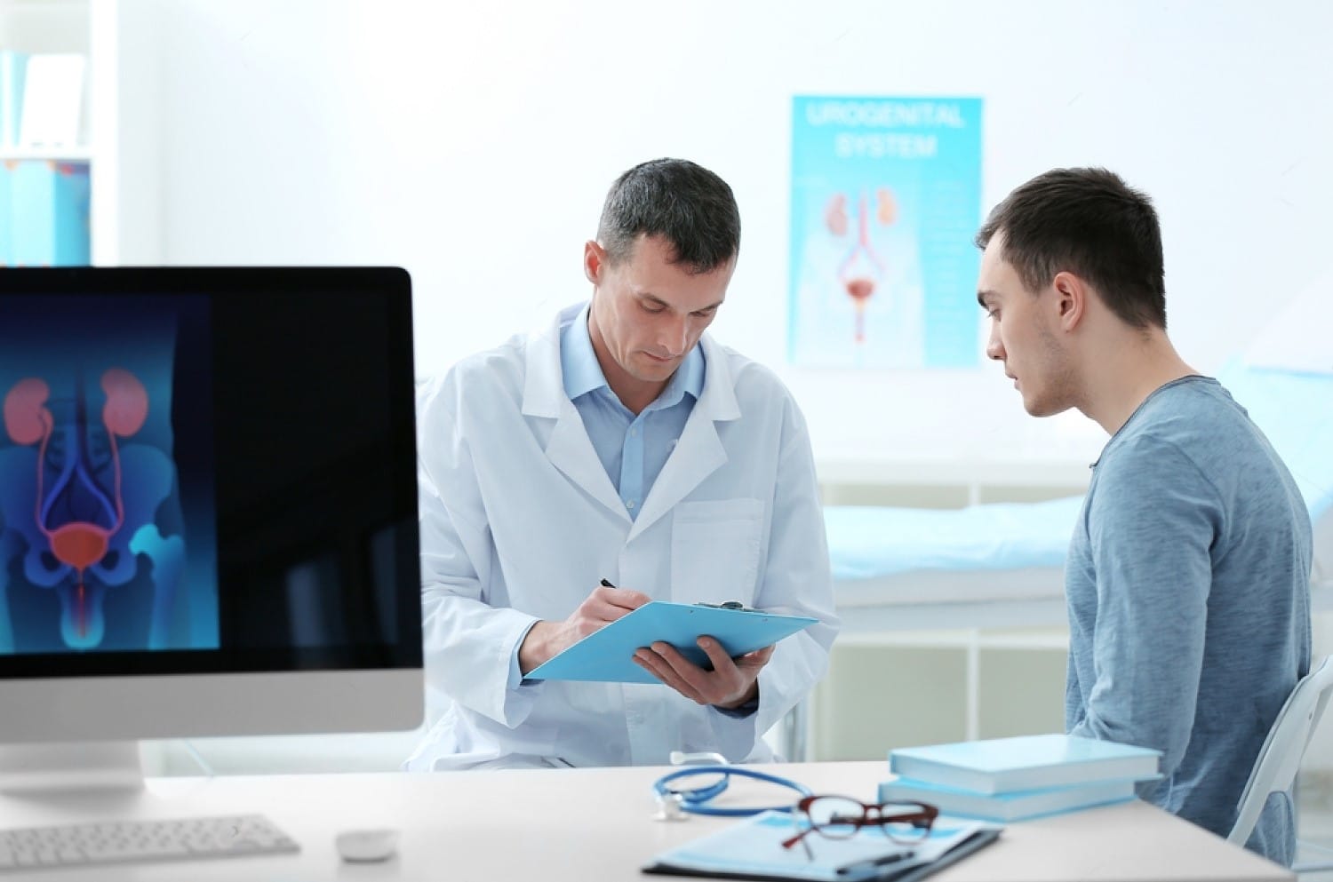 Man meeting with urologist to discuss sexual health at Auxo Clinic